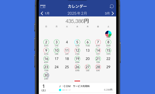 CRECOのカレンダーで通帳を管理している図